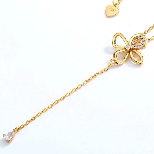 INS3114-Wiwpar Long Chain Necklace Butterfly Pendant Sweater Necklace with Created Crystals Rhinestone Butterfly Long Tassel Chain Necklace Fashion Jewelry for Women Wedding (Silver)