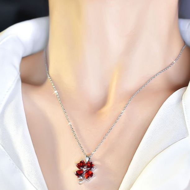 INS3128-Crystalline Azuria Women 18K Gold Plated Zirconia Crystals Lucky Four Leaf Clover Pendant Necklace 18 inches for Women