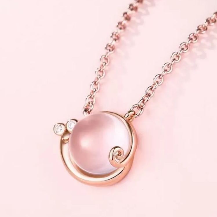 INS3169-Snail Pendant Necklace for Women Crystal Snail Necklaces