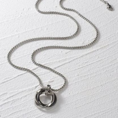 INS3180-Jude Jewelers Stainless Steel Three Interlocking Braided Circles Pendant Necklace