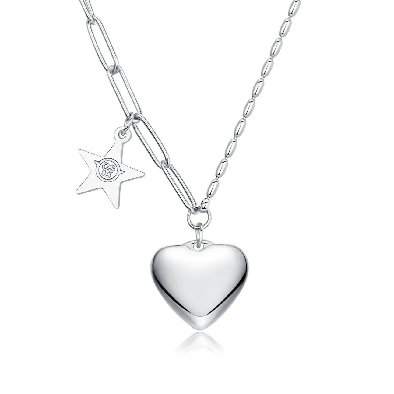 INS3194-925 Sterling Silver Heart Pendant Necklaces for Women, Silver Heart Necklace for Women Mom Birthday