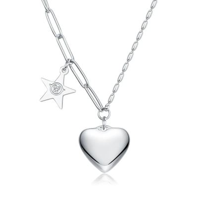 INS3194-925 Sterling Silver Heart Pendant Necklaces for Women, Silver Heart Necklace for Women Mom Birthday
