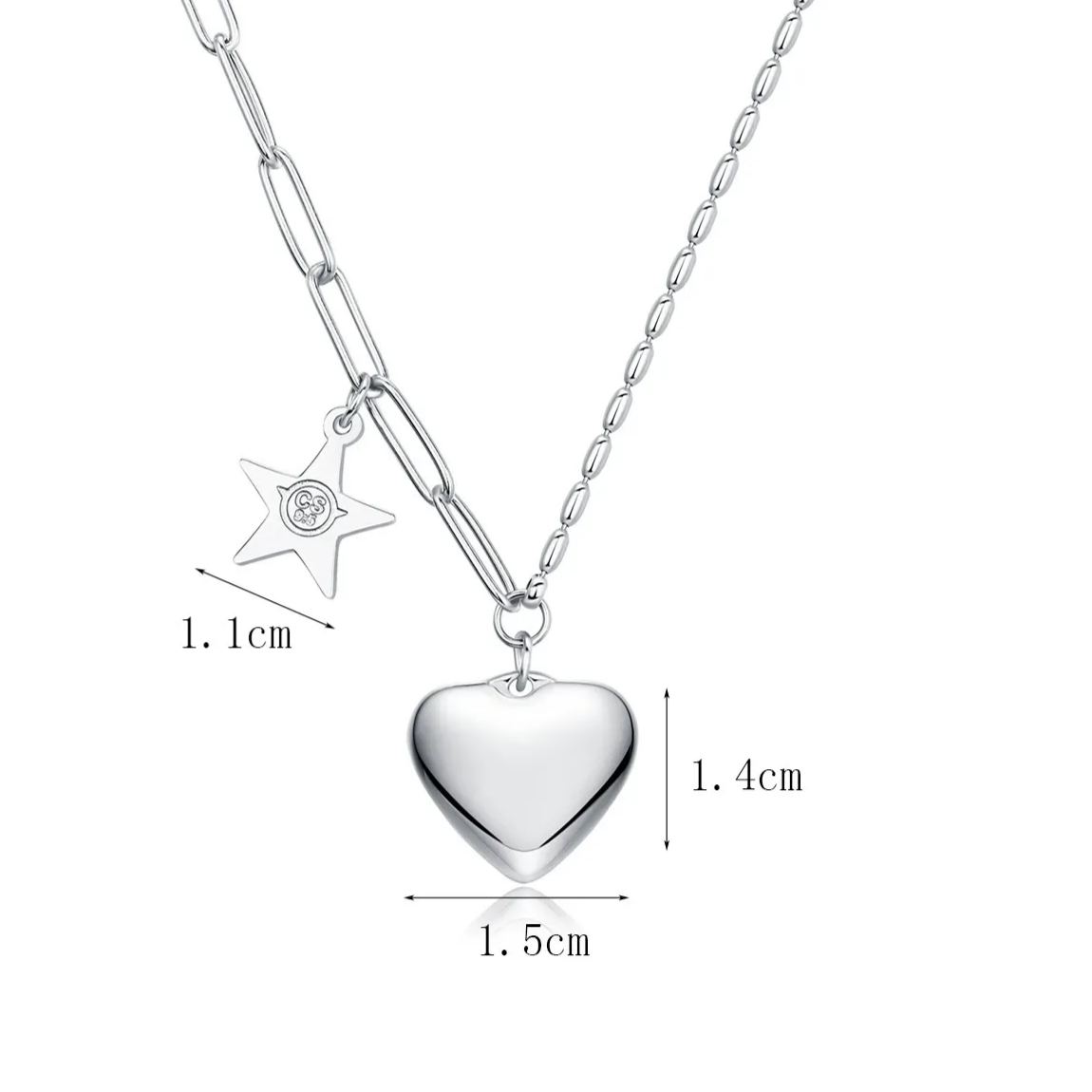 INS3194-925 Sterling Silver Heart Pendant Necklaces for Women, Silver Heart Necklace for Women Mom Birthday
