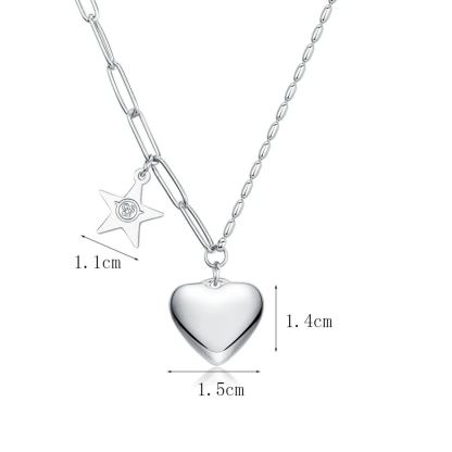 INS3194-925 Sterling Silver Heart Pendant Necklaces for Women, Silver Heart Necklace for Women Mom Birthday