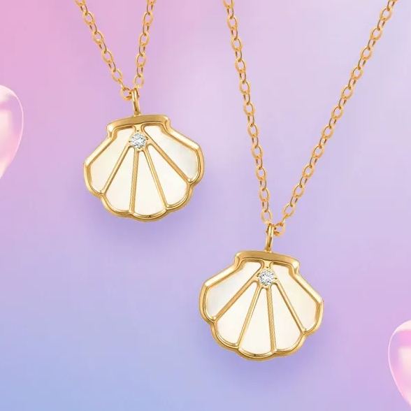 INS3266-CHOW SANG SANG 18K Rose Gold Shell Necklace for Women 92735N | 18.5", (47 CM)