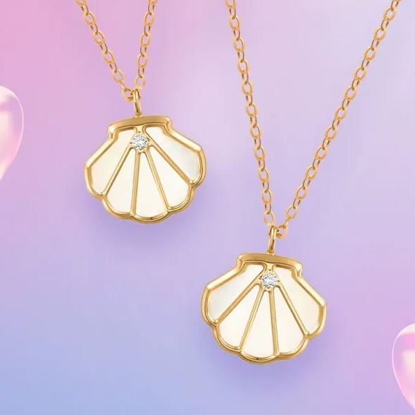 INS3266-CHOW SANG SANG 18K Rose Gold Shell Necklace for Women 92735N | 18.5", (47 CM)