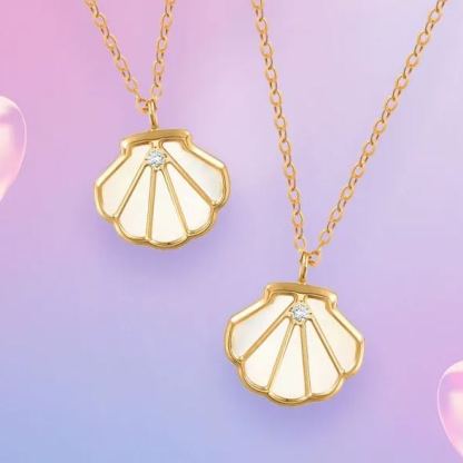 INS3266-CHOW SANG SANG 18K Rose Gold Shell Necklace for Women 92735N | 18.5", (47 CM)