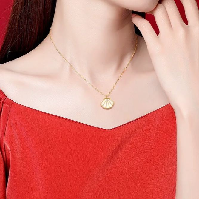 INS3266-CHOW SANG SANG 18K Rose Gold Shell Necklace for Women 92735N | 18.5", (47 CM)