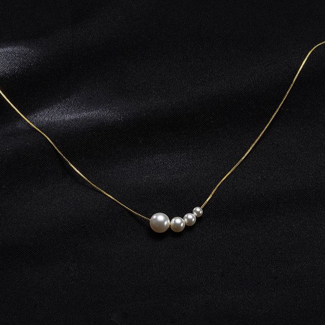 INS3275-KECHO 14K Real Gold Freshwater Cultured Pearl Pendant Necklace 14K Solid Gold Jewelry Anniversary Birthday Gifts for Women