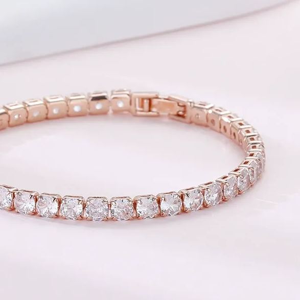 INS4017-PAVOI 14K Gold Plated 3mm Cubic Zirconia Classic Tennis Bracelet | Gold Bracelets for Women | Size 6.5-7.5 Inch