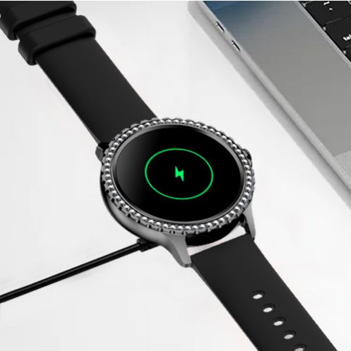 W-2001-Yihou Luxury Black Smart Watches for Women, Diamond Round Designer Fitness Tracker Smartwatch for Android iOS Phones with Make/Answer Call Sleep Monitor