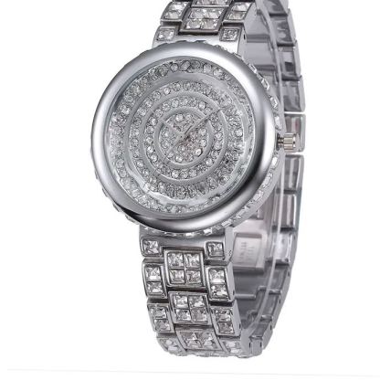 W-2010-Smalody Round Luxury Women Watch Crystal Rhinestone Diamond Watches Stainless Steel Wristwatch Iced Out Watch with Japan Quartz Movement for Women | Simulated Lab Diamonds-Women
