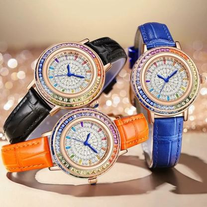 W-2033-Watch Women Ladies Quartz Wrist Watch Leather Strap Round Women Watch Waterproof