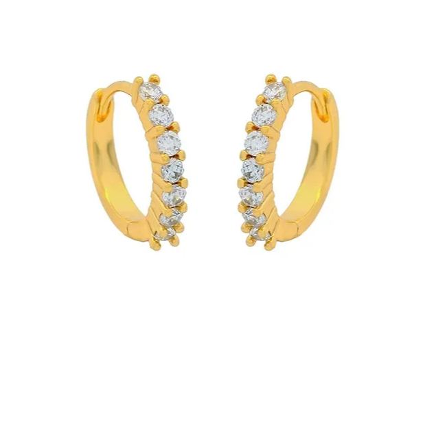 INS2248-Gold Dainty Huggie Hoop Earrings for Women 18K Real Gold Plated Cuff Earrings Small Cubic Zirconia Hoop Earrings for Men Hypoallergenic Cartilage Ear Jewelry for Women