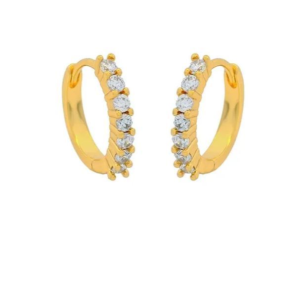 INS2248-Gold Dainty Huggie Hoop Earrings for Women 18K Real Gold Plated Cuff Earrings Small Cubic Zirconia Hoop Earrings for Men Hypoallergenic Cartilage Ear Jewelry for Women