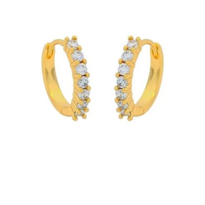 INS2248-Gold Dainty Huggie Hoop Earrings for Women 18K Real Gold Plated Cuff Earrings Small Cubic Zirconia Hoop Earrings for Men Hypoallergenic Cartilage Ear Jewelry for Women