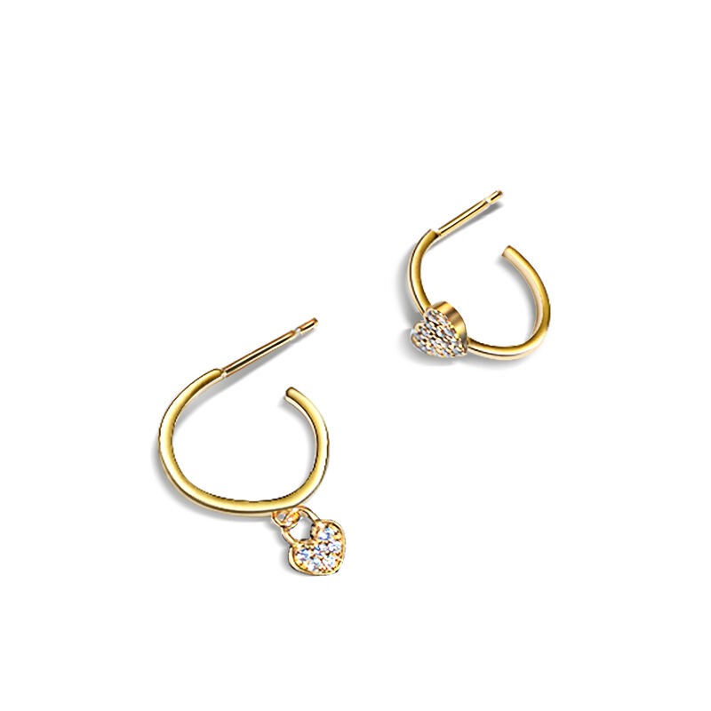 INS2250-Hoop Earrings for Women – Drop Dangle Earring with Crystal Heart Charm – 14K Gold Plated – Modern & Simple – with Gift Box included