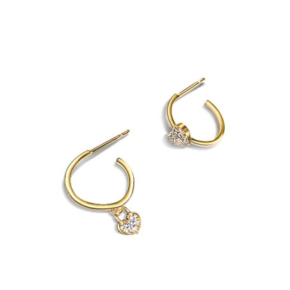 INS2250-Hoop Earrings for Women – Drop Dangle Earring with Crystal Heart Charm – 14K Gold Plated – Modern & Simple – with Gift Box included