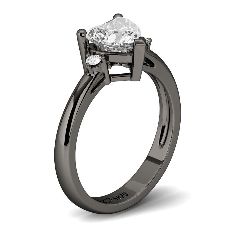 Jeulia 2.3 ct Vintage Gothic Skull Rings Three Stone Heart Cubic Zirconia Crystal Biker Cocktail Party Rings for Women Halloween Christmas Gifts with Jewelry Box