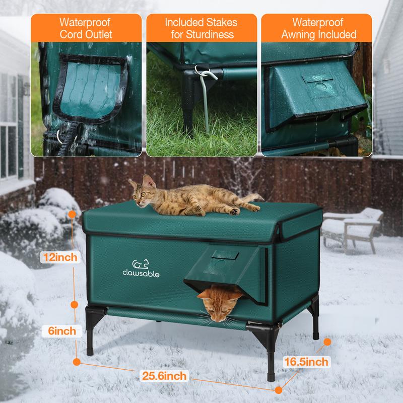 Clawsable Indestructible Heated Cat House for Outdoor Winter, 100% Waterproof, Safe Escape Door, Fully Insulated Outdoor Cat Shelter with Heater for Feral Barn Cats and Kittens Clawsable Indestructible Heated Cat House for Outdoor Winter, 100% Waterproof, Safe Escape Door, Fully Insulated Outdoor Cat Shelter with Heater for Feral Barn Cats and Kittens