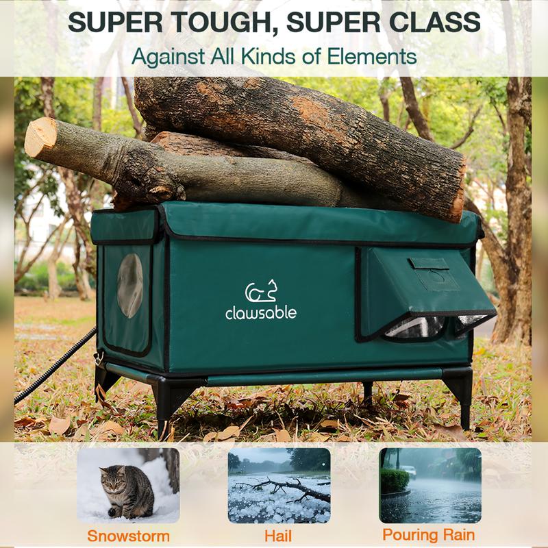 Clawsable Indestructible Heated Cat House for Outdoor Winter, 100% Waterproof, Safe Escape Door, Fully Insulated Outdoor Cat Shelter with Heater for Feral Barn Cats and Kittens Clawsable Indestructible Heated Cat House for Outdoor Winter, 100% Waterproof, Safe Escape Door, Fully Insulated Outdoor Cat Shelter with Heater for Feral Barn Cats and Kittens