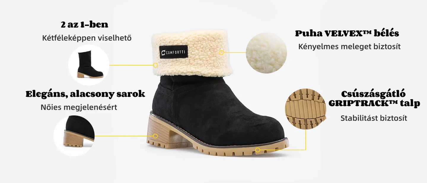 🎁[MA 60% KEDVEZMÉNY – NE HAGYJA KI] Ergonomikus kialakítású, meleg téli csizma - prémium bőr + téli polár bélés 👞