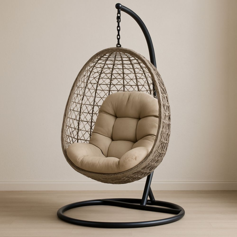Hängesessel Korb Hellbraun Rattan Stahl 200x100x105 cm-Domovzeleny