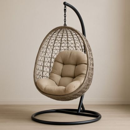 Hängesessel Korb Hellbraun Rattan Stahl 200x100x105 cm-Domovzeleny