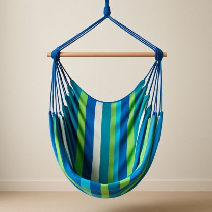 Hängesessel Baumwolle Gestreift Blau/Grün 100x130 cm-Domovzeleny