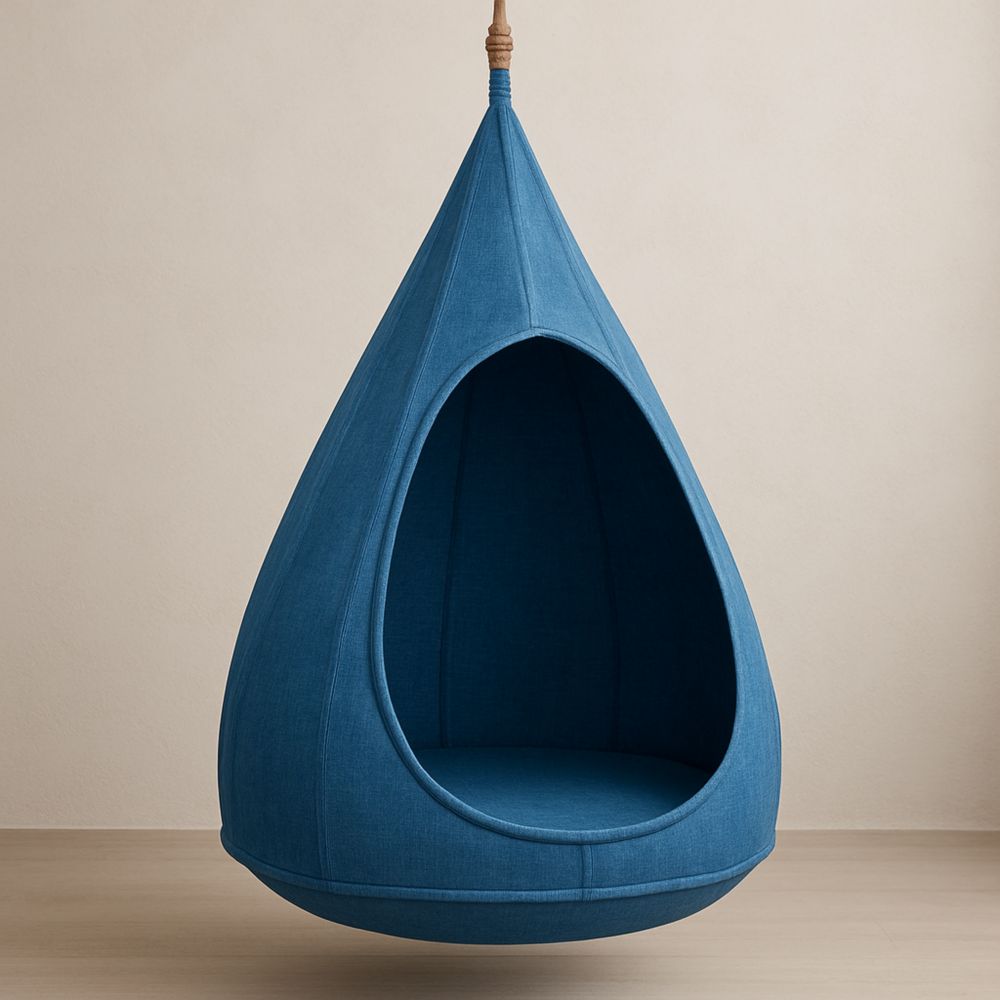 Hängesessel Tropfenform Blau Baumwolle 100 cm Höhe-Domovzeleny