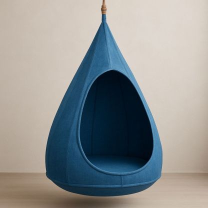 Hängesessel Tropfenform Blau Baumwolle 100 cm Höhe-Domovzeleny
