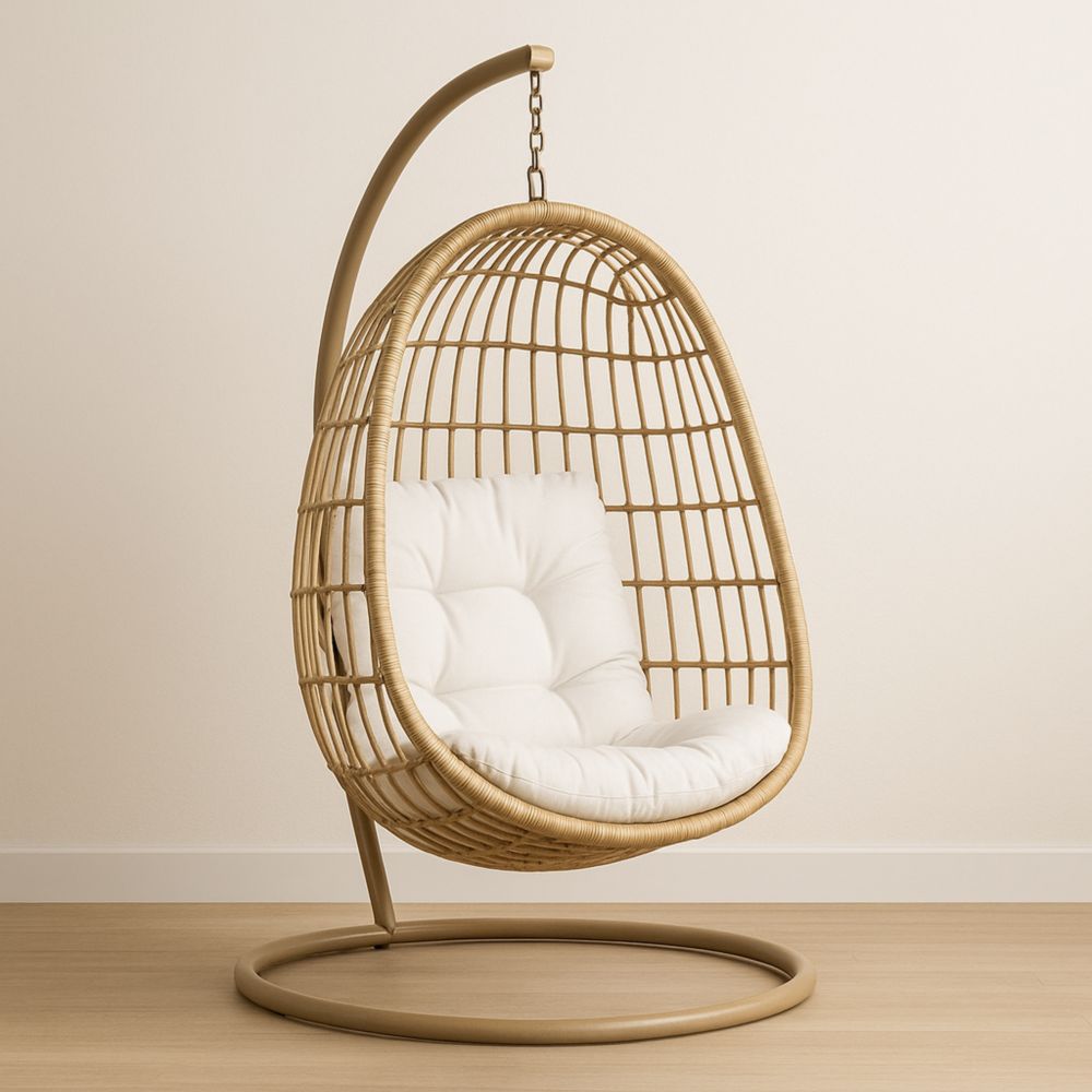 Hängesessel Rattan Beige Baumwolle-Domovzeleny