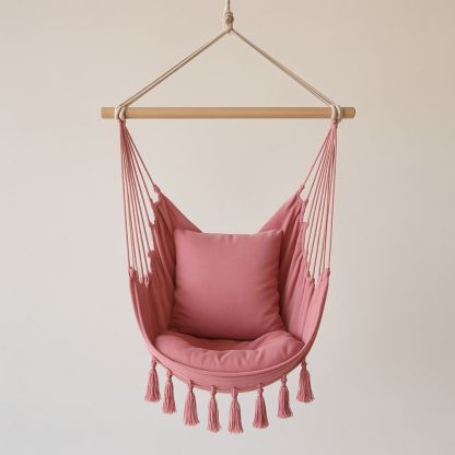 Hängesessel Sitzfläche Baumwolle Rosa mit Kissen-Domovzeleny