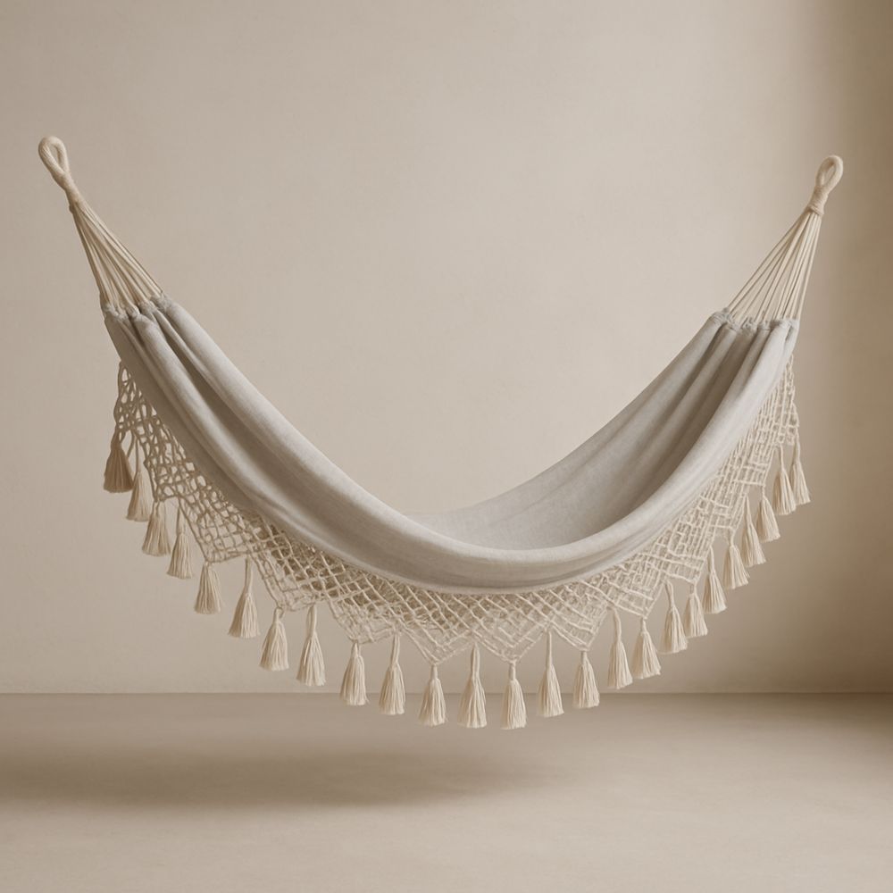 Hängematte Baumwolle Creme 250x150cm-Domovzeleny