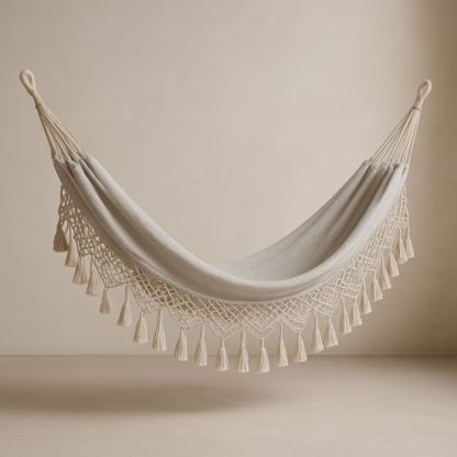 Hängematte Baumwolle Creme 250x150cm-Domovzeleny