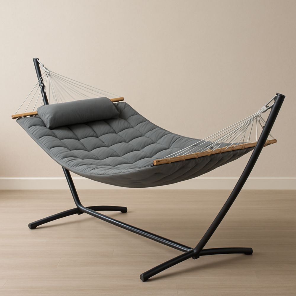 Hängematte Gestell Stahl Grau Polyester-Domovzeleny