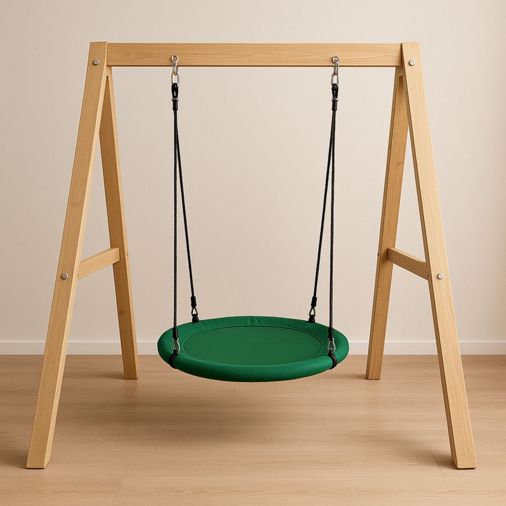 Kinderschaukel rund Grün Holzrahmen-Domovzeleny