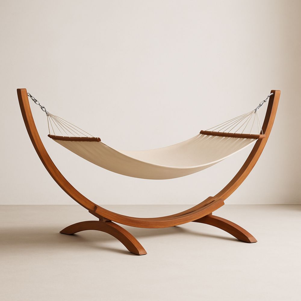 Hängematte mit Holzrahmen Creme Polyester-Domovzeleny