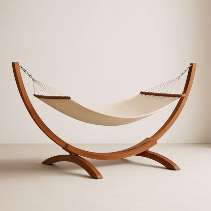 Hängematte mit Holzrahmen Creme Polyester-Domovzeleny