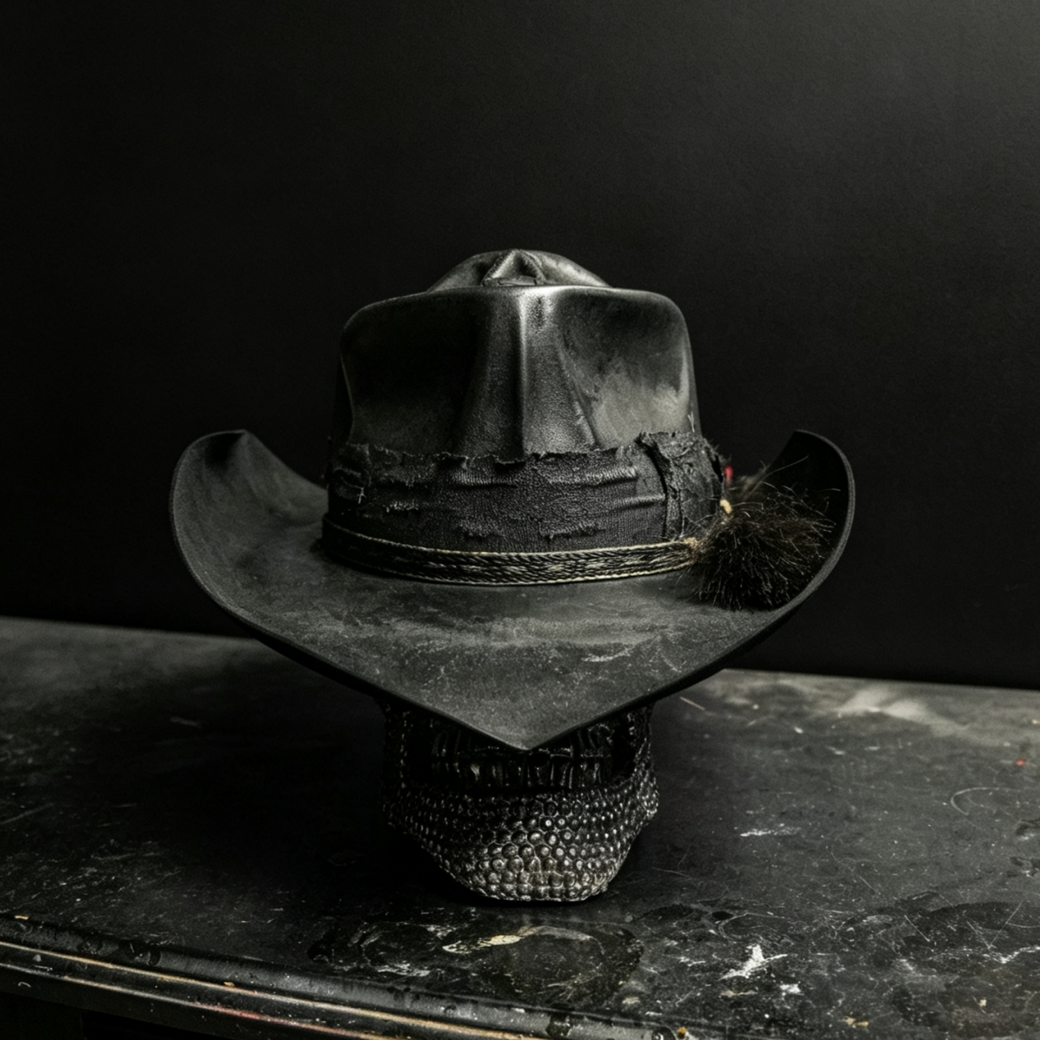 Punisher black cowboy hat front view