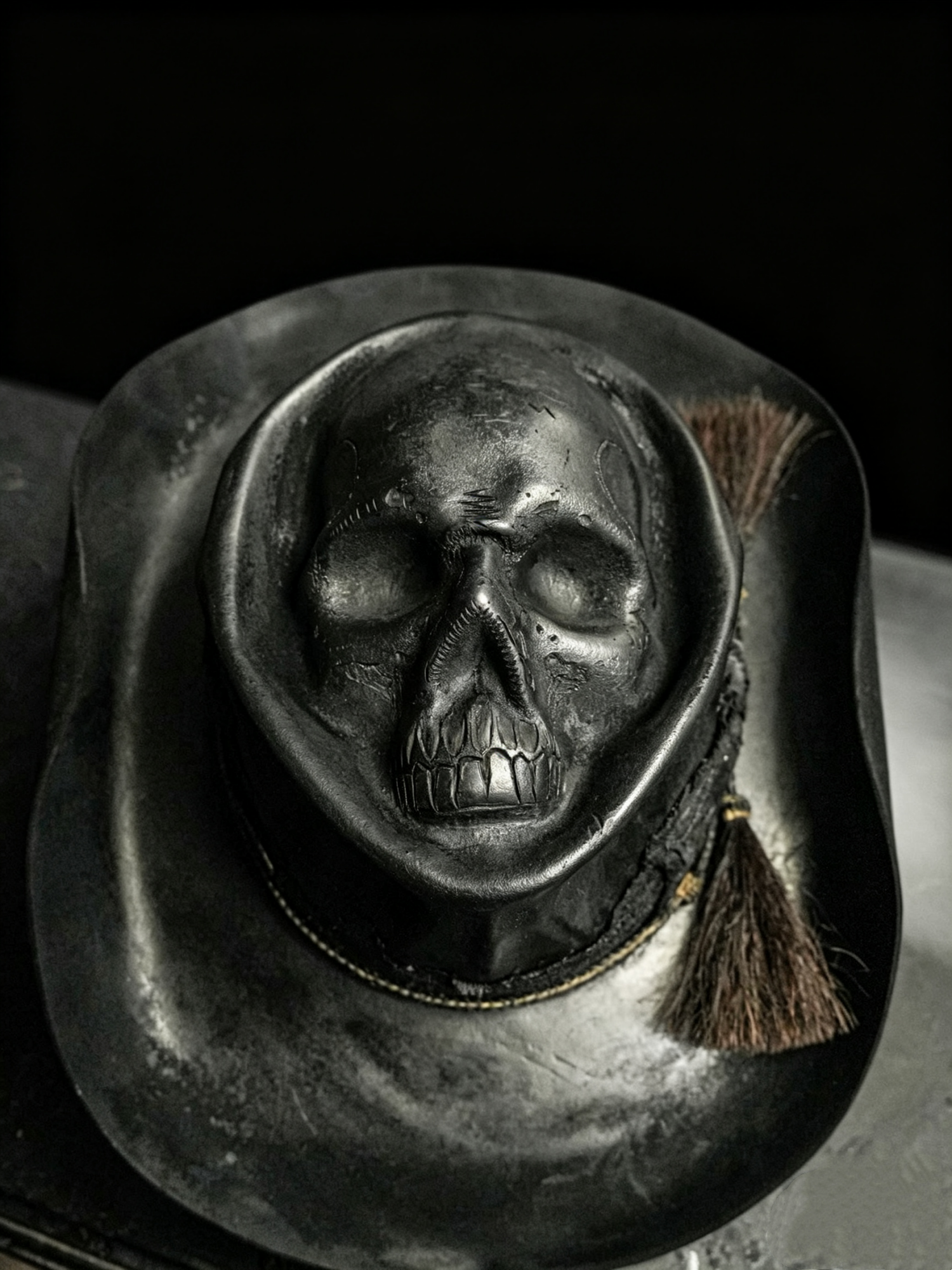 Punisher cowboy hat top skull detail