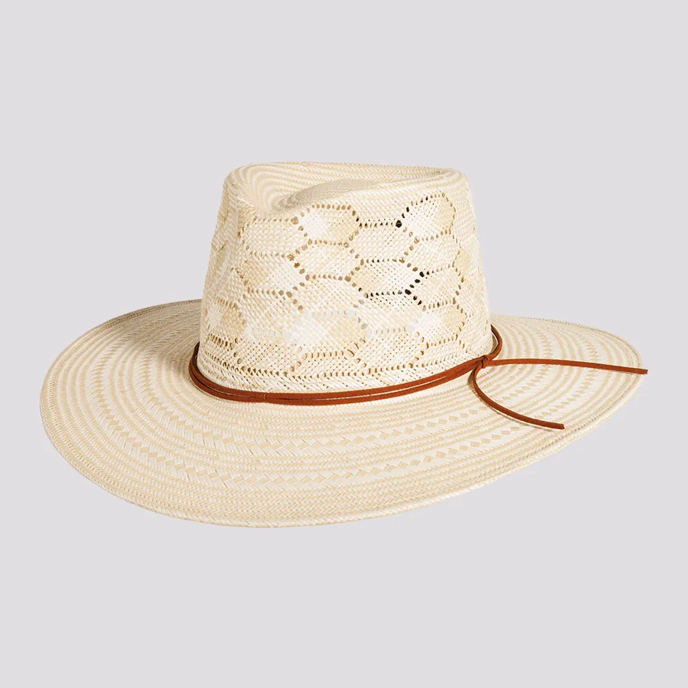 Mens Glazed Two Tone Toyo Straw Outback Hat