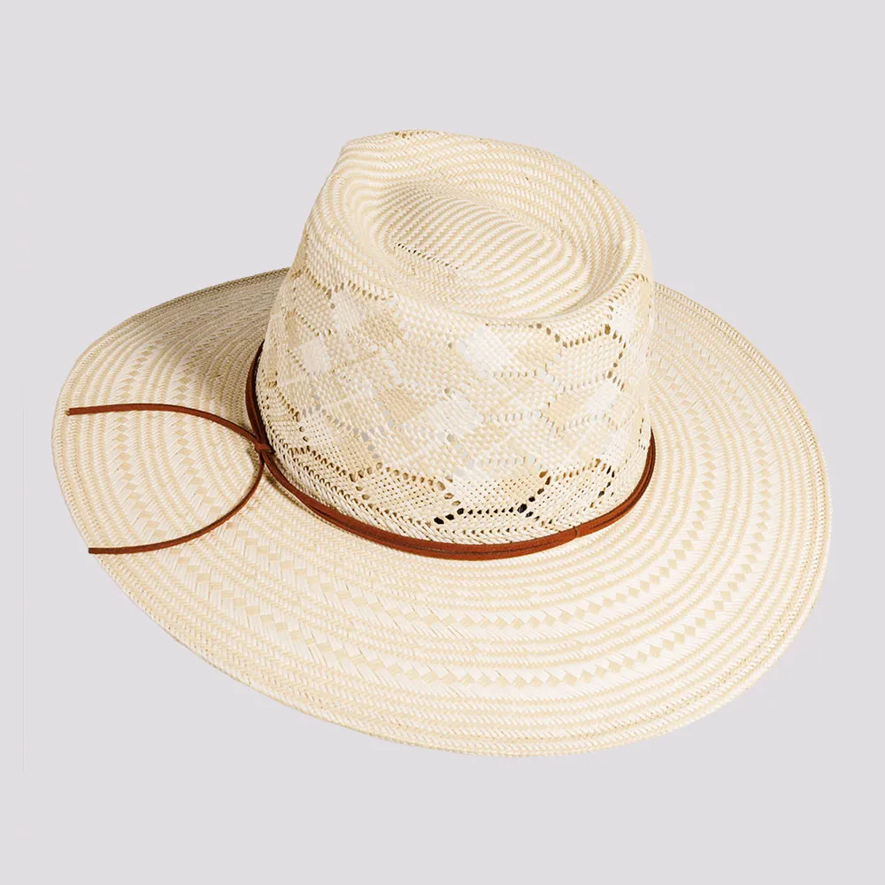 Mens Glazed Two Tone Toyo Straw Outback Hat