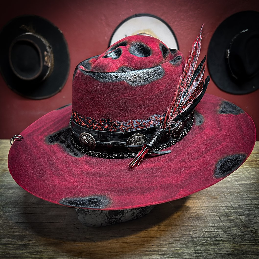 Crimson Reaper Skull Western Hat