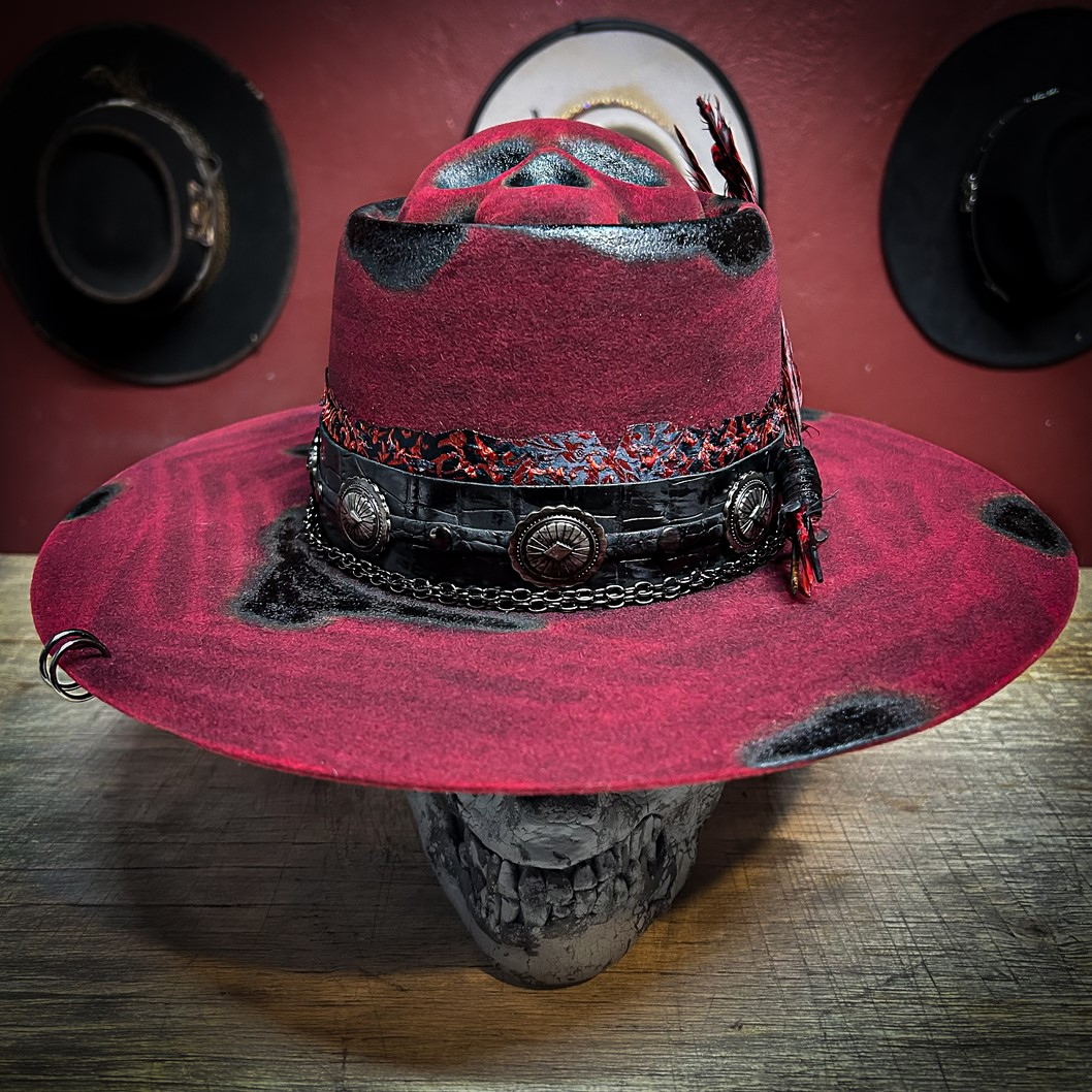 Crimson Reaper Skull Western Hat