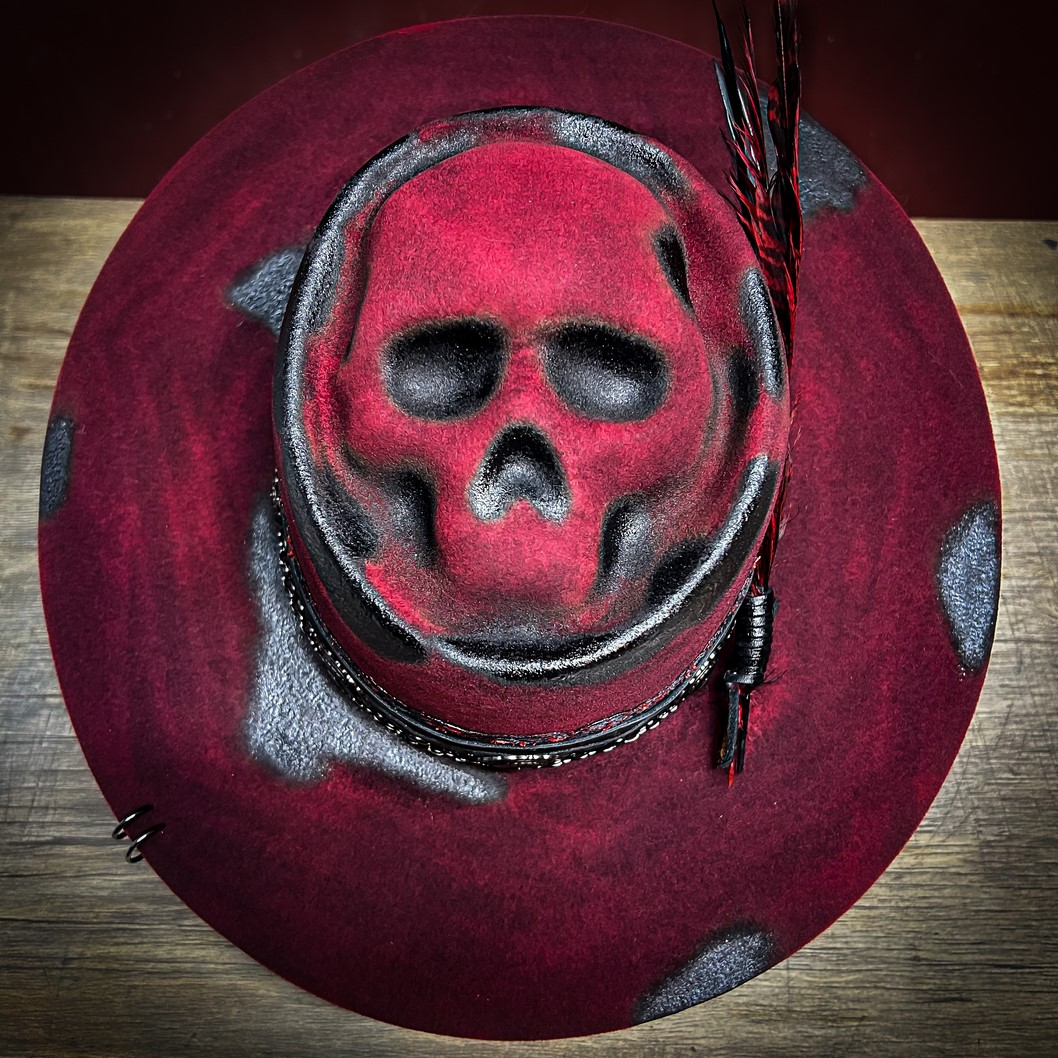 Crimson Reaper Skull Western Hat