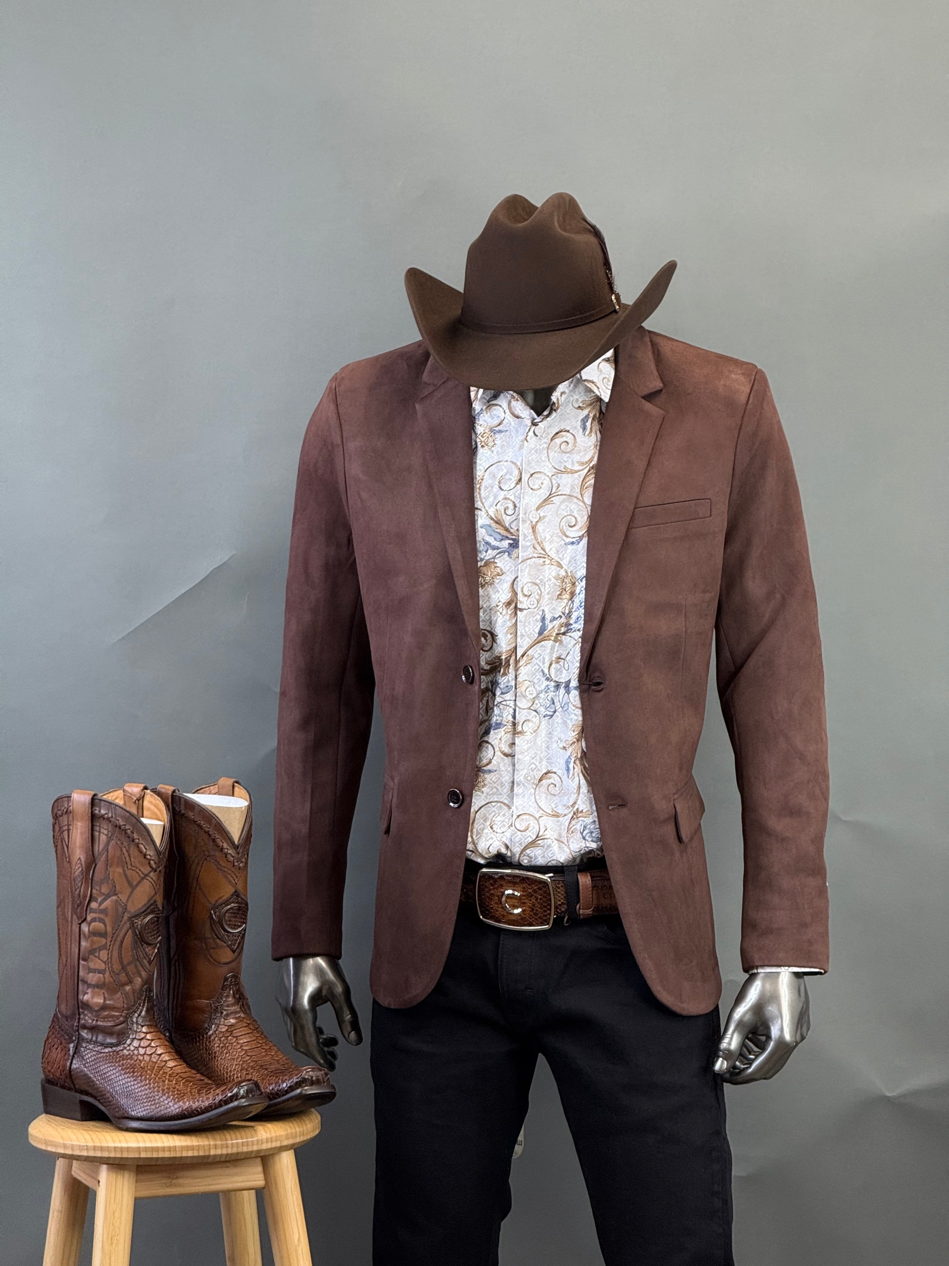 PLATINI CHOCOLATE BROWN GAMUZA SUEDE BLAZER