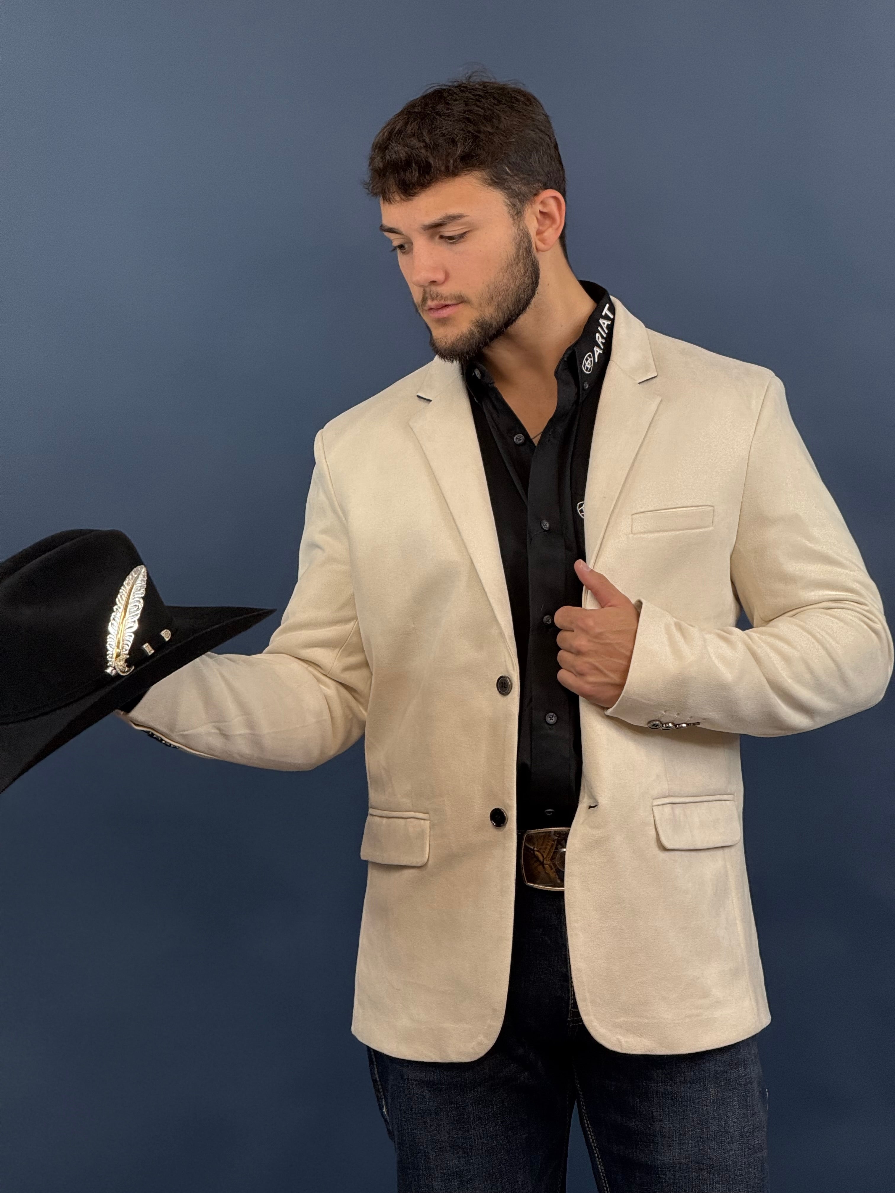 PLATINI WHITE BEIGE GAMUZA SUEDE BLAZER