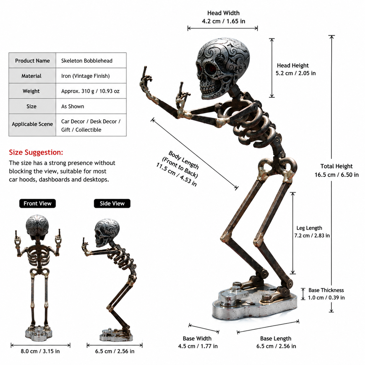 Skeleton Middle Finger Hood Ornament