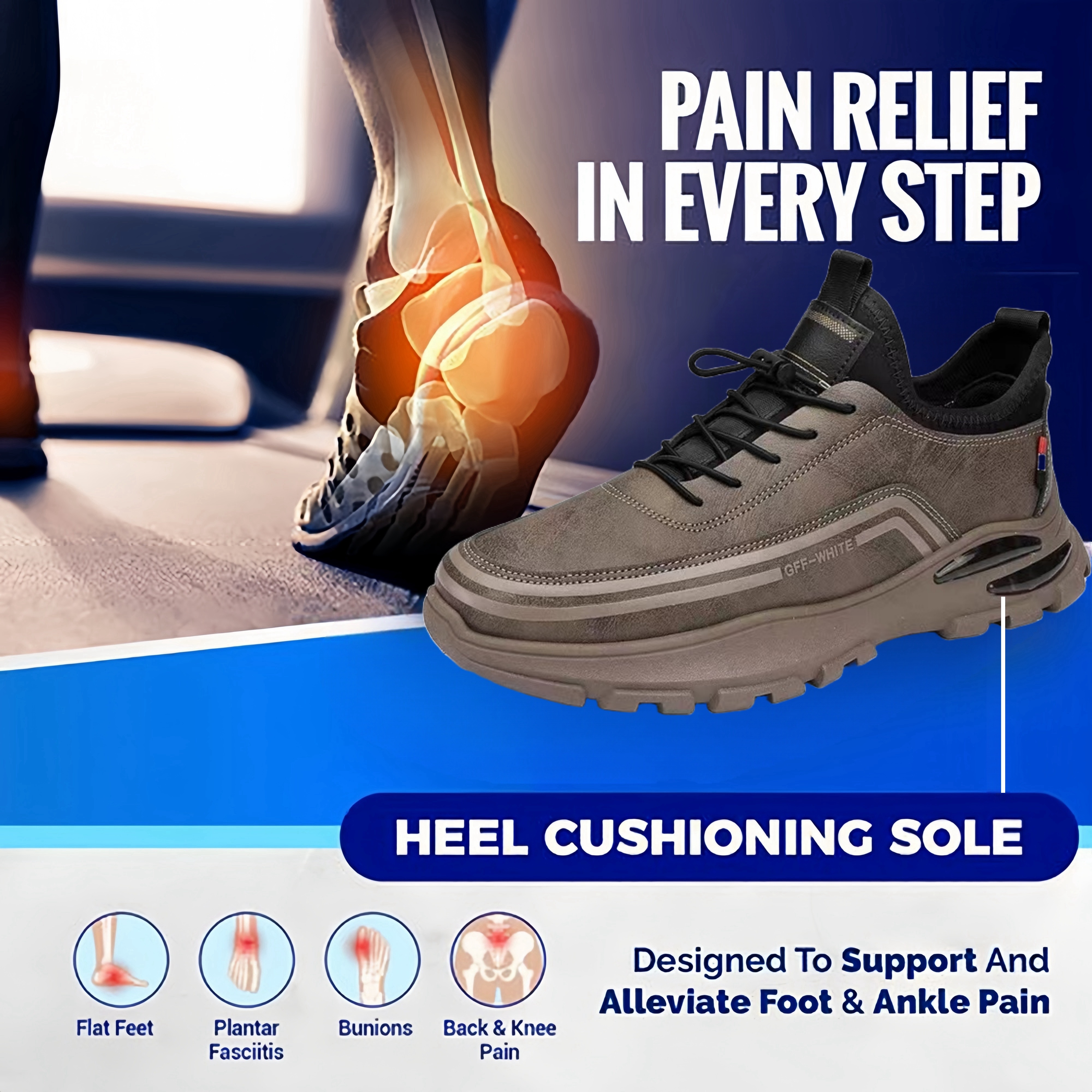 AirStep Luxe: Men's Easy-Wear Leather Ortho Sneakers